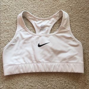 CLASSIC white Nike sports bra with black swoosh!